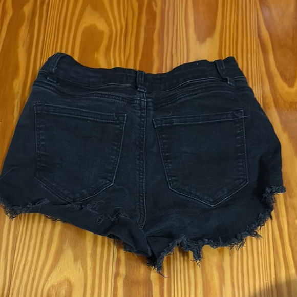 KanCan Black Jean Shorts Distressed Frayed Hem - Picture 4 of 4
